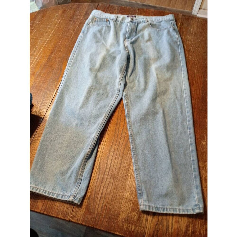 40x30 Cross & Windsor Relaxed Fit Cotton Straight Leg Denim Blue Jeans Casual